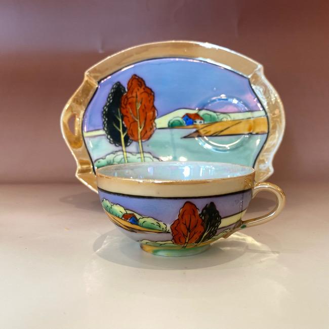 ノリタケ オールドニッポン アールデコ様式 オレンジラスター彩