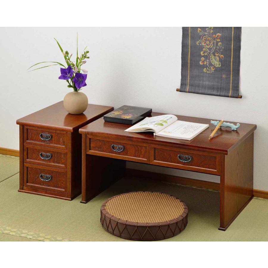 クラシック木製文机 引き出し2つ&小引き出し11、小扉1 クラシック木製