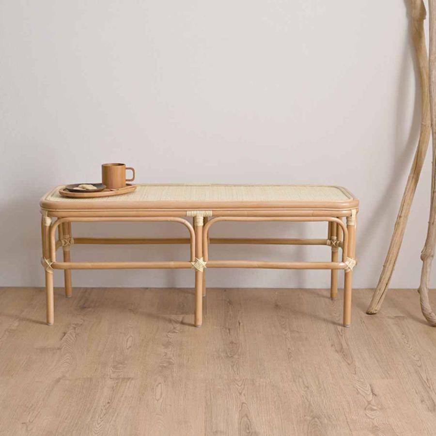 籐 ベンチ Mサイズ 幅107cm ラッカー塗装 天然素材 （ ラタン 長椅子