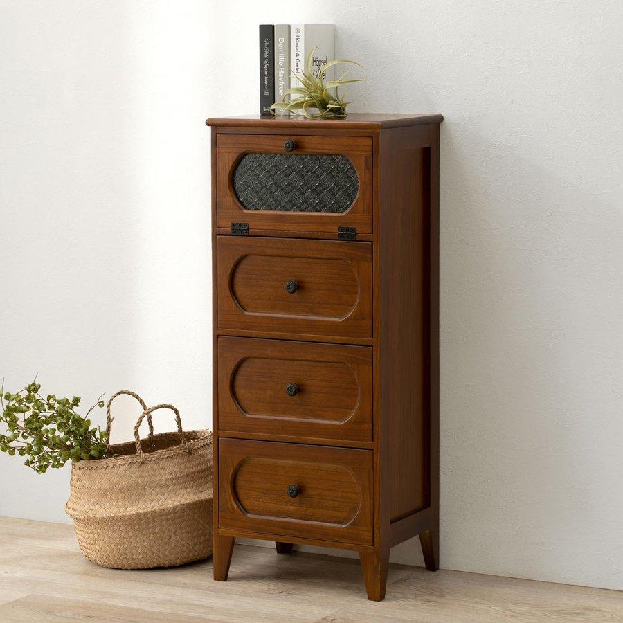 昭和レトロ 花柄 木製チェスト 7段タンス 古家具 ビンテージ