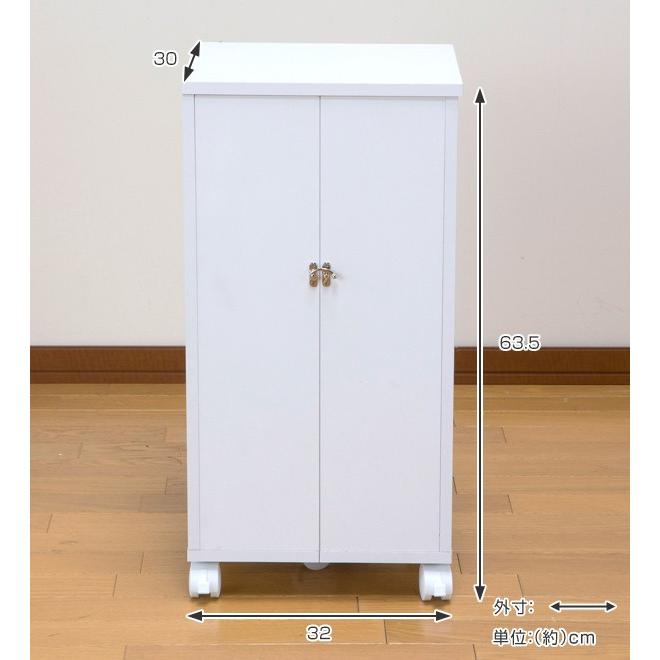 コスメボックス 幅32cm ミラー付き 収納ワゴン キャスター付き コスメ