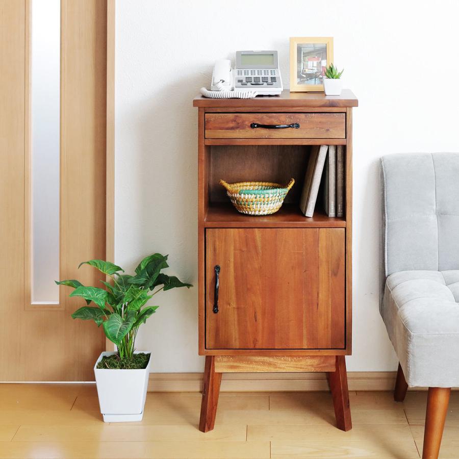 美品 マルニ 天然木 電話台 FAX台 キャビネット サイドボード 花台