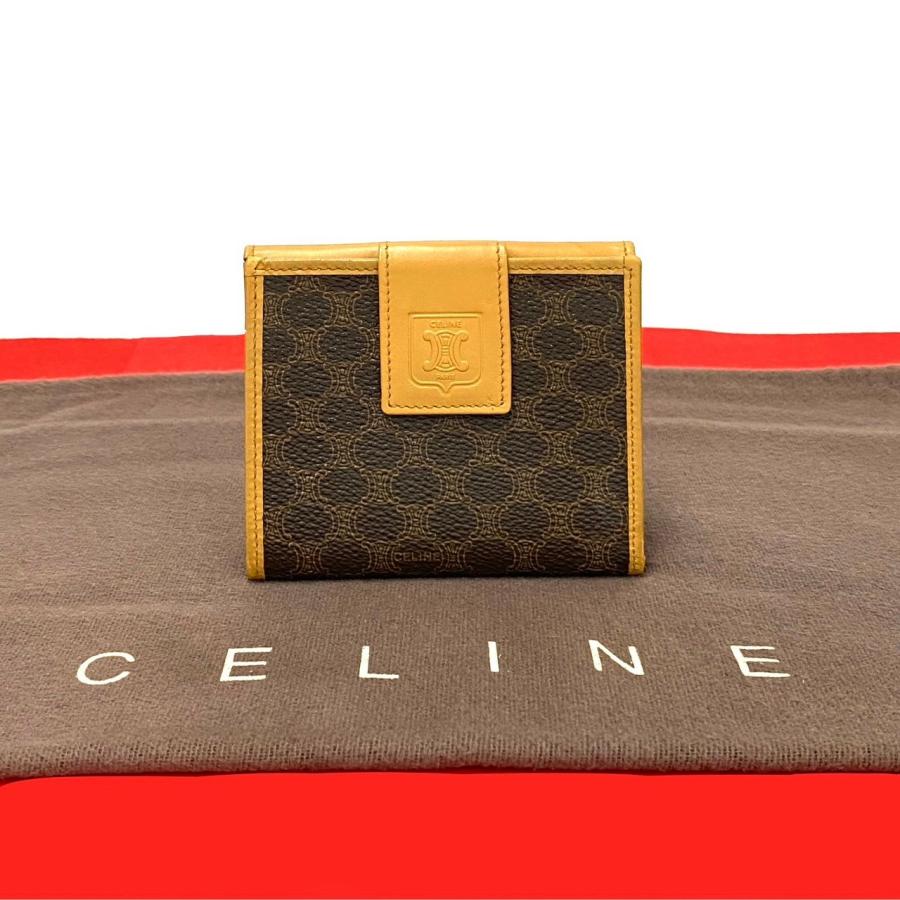 極美品CELINE セリーヌ二つ折り財布マカダム柄トリオンフブラウン