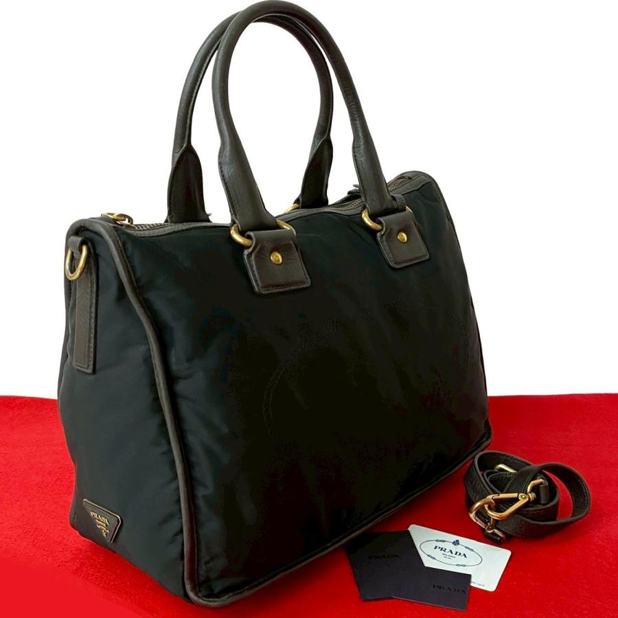 PRADA（プラダ） 極 美品 三角ロゴ 金具 ナイロン レザー 本革 2way