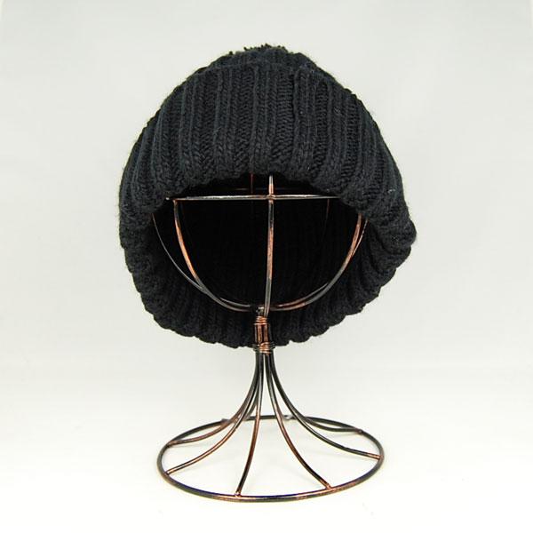 ポンポンニットワッチ ボンボン付きニット帽 黒 : 帽子専門店 LION-DO