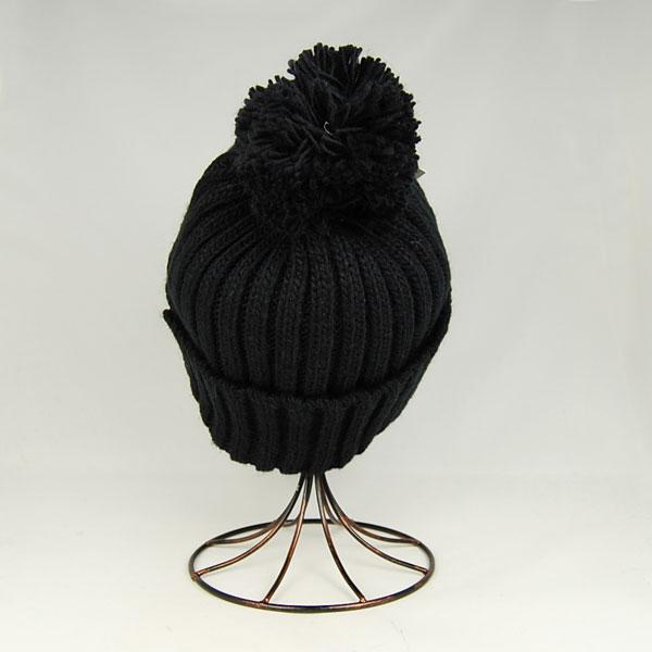 ポンポンニットワッチ ボンボン付きニット帽 黒 : 帽子専門店 LION-DO