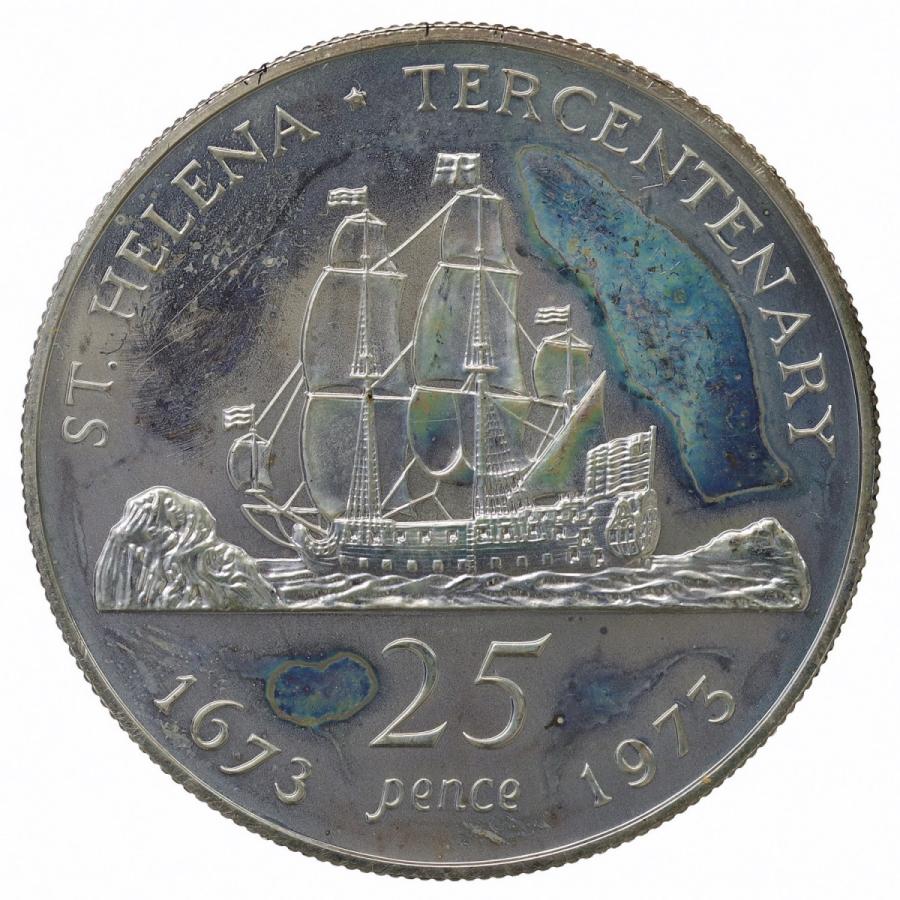 イギリス領セントヘレナ島 エリザベス二世 1973年 プルーフ 25ペンス