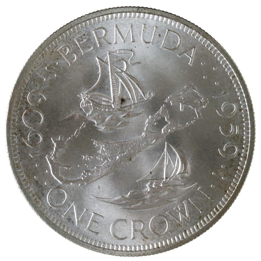 バミューダ諸島 1959年 1クラウン 大型銀貨 植民地創立350年記念