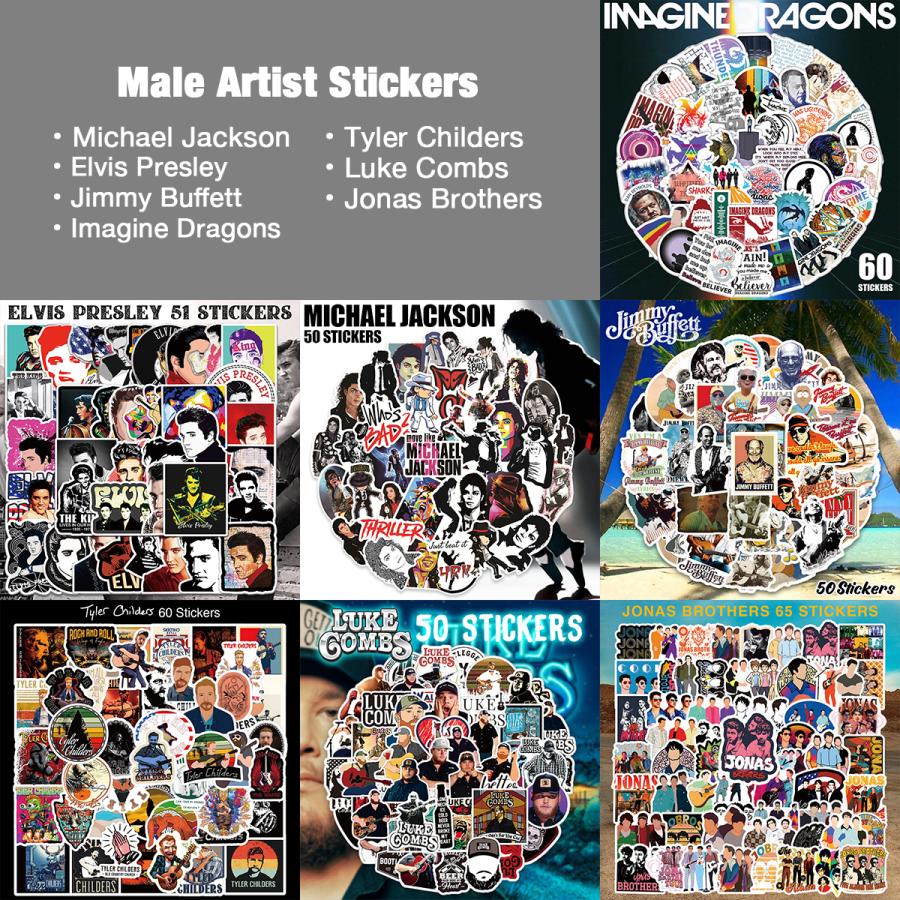 洋楽 男性アーティスト ステッカー 50枚セット PVC 防水 シール 全7種