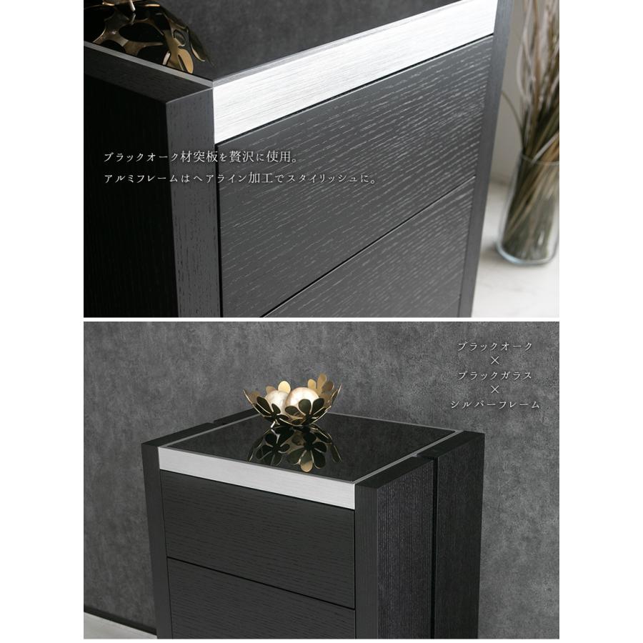 キャビネット チェスト 4段 木製 おしゃれ オーク 突板 ガラス天板