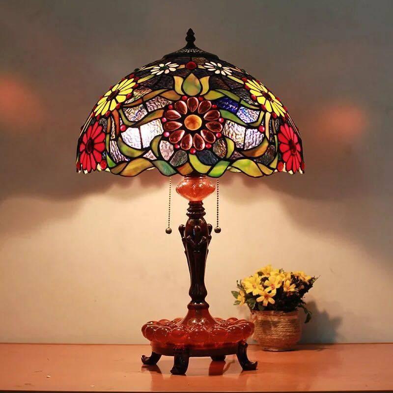 A03411 ステンドグラスランプ 卓上スタンド 豪華テーブルランプ 卓上