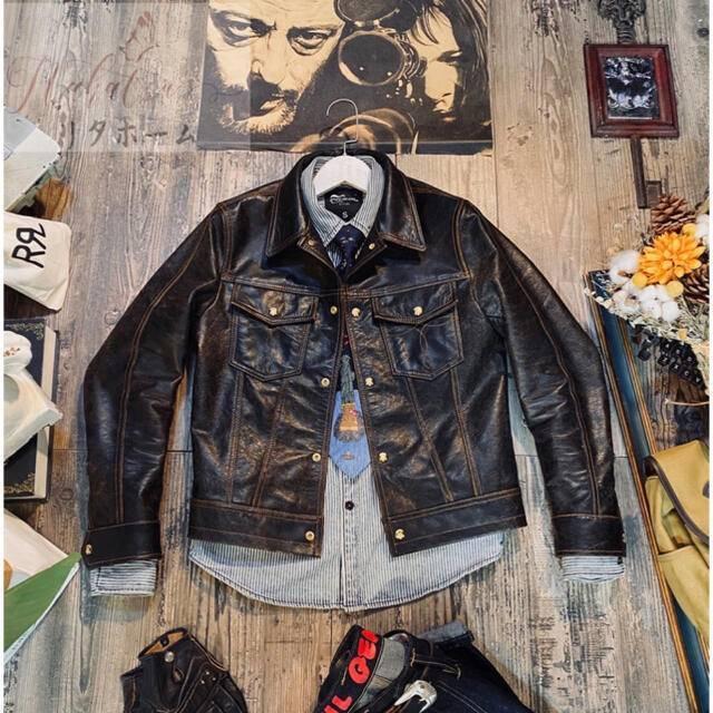 A37984 インディゴ カウハイド サードタイプ Gジャン ライダース