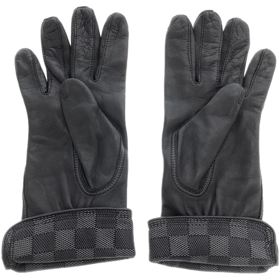 新品】ルイヴィトンLOUIS VUITTONダミエ ニット手袋 メンズ ブラック