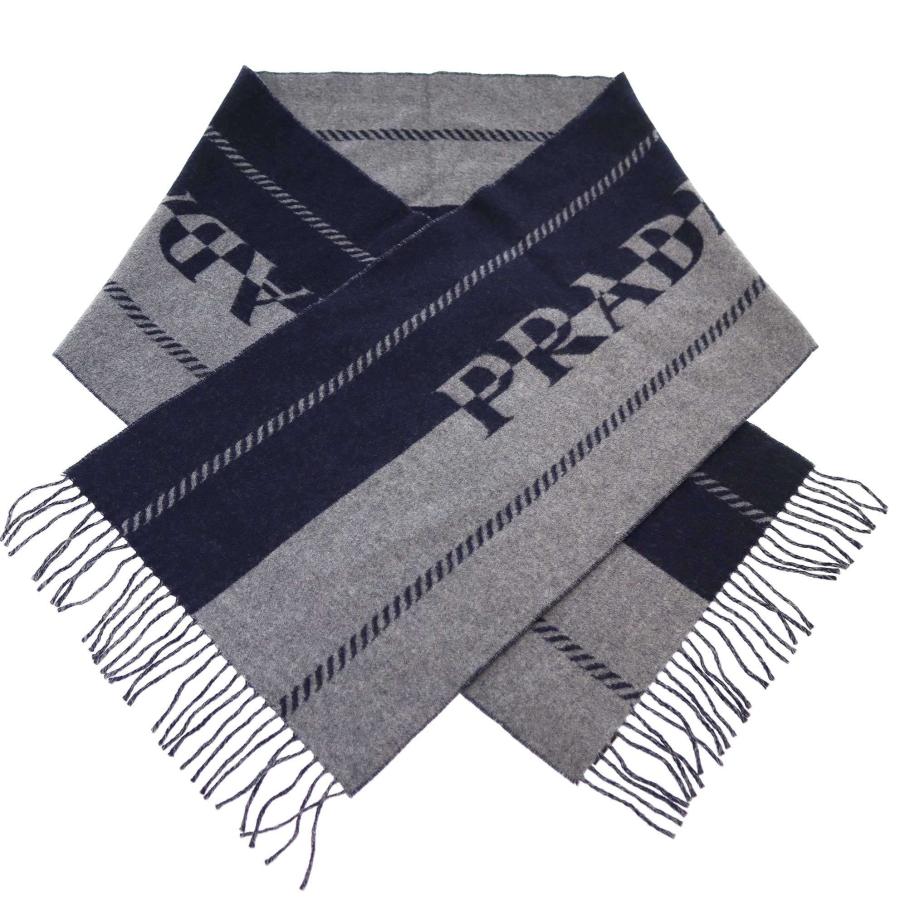 PRADA（プラダ） ジャカードロゴ スモール ウール スカーフ マフラー