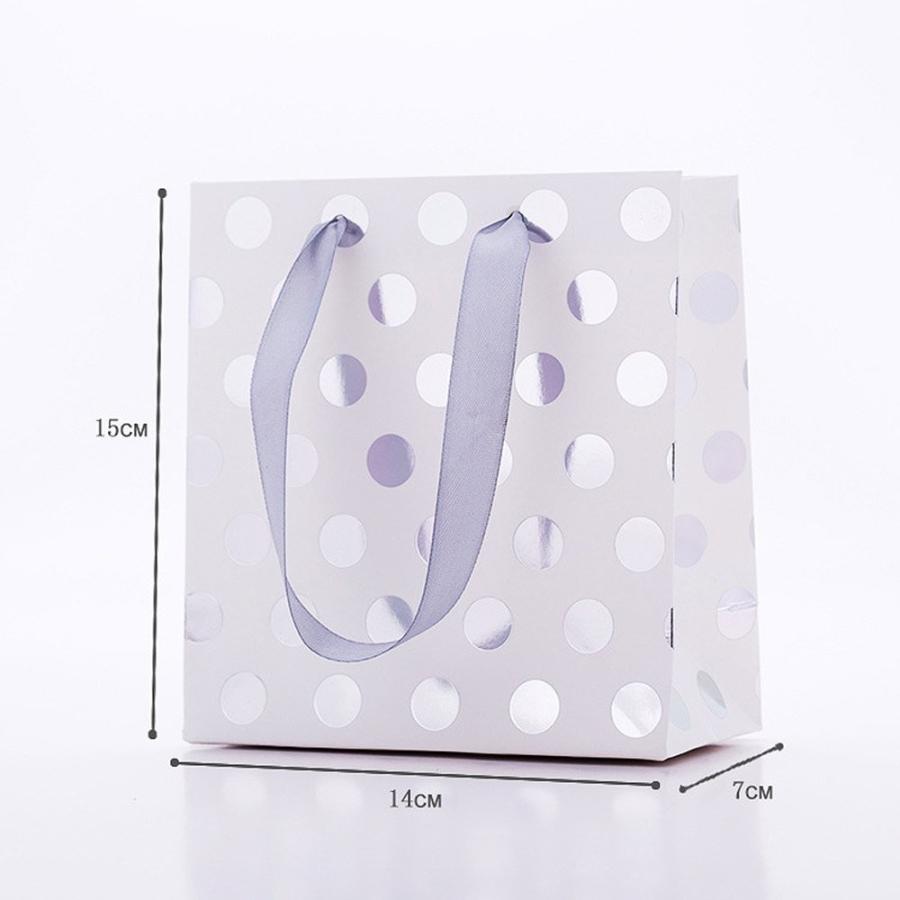 ラッピングギフトバッグ 手提げ袋 紙袋 サテン 水玉 ドット 柄 シック