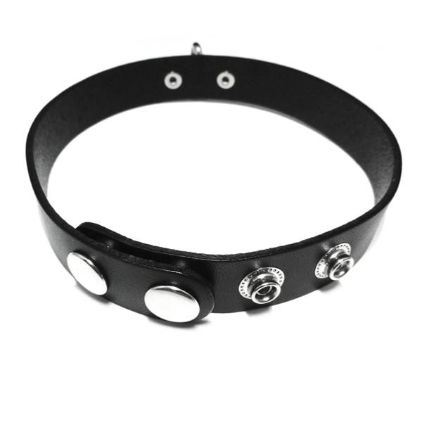 ダブルシドリング(Dリング×2リング)レザーチョーカー 19mm幅ブラック