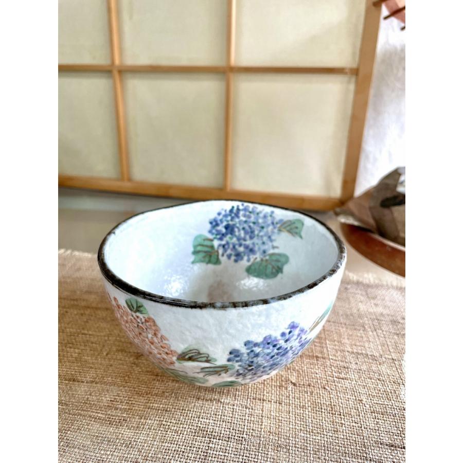 抹茶茶碗 京焼 平安 浅見与し三造 金彩 『色絵 紫陽花』 茶道具 吉峯窯