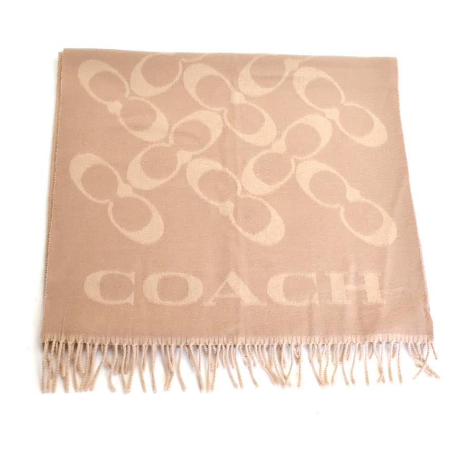 COACH コーチ ロゴ入りマフラー大判 シグネチャーショール (ベージュ系