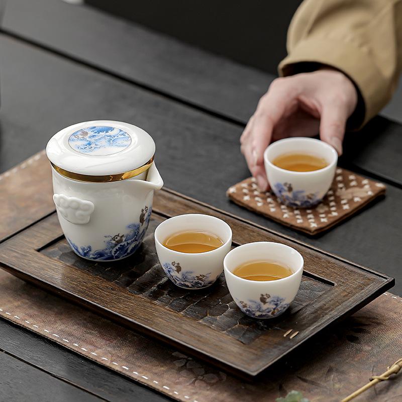 内畫，中国茶器セット と印泥付き