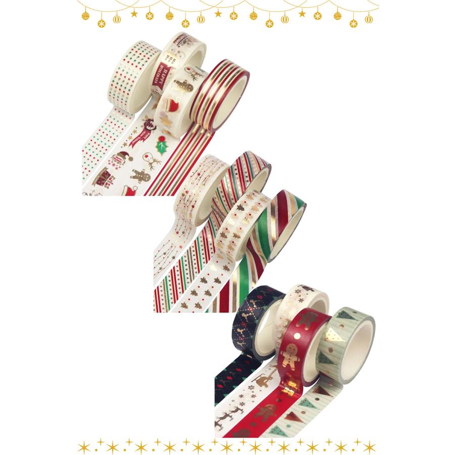 マスキングテープ キラキラホワイトクリスマス 12巻セット 15mm×5m