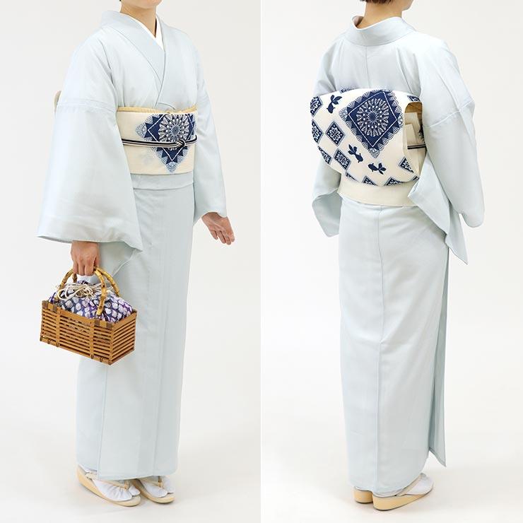 TORAY（東レ） 洗える 夏 着物 夏きもの 絽 色無地 白藍色 M L 日本製