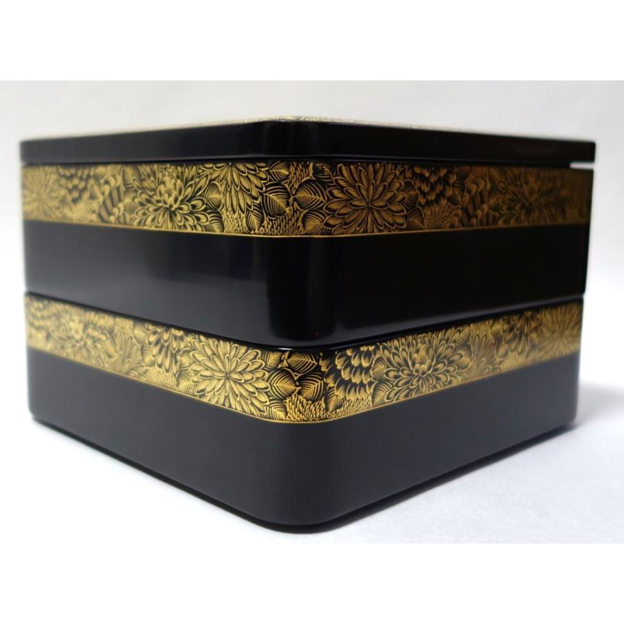 輪島塗 未使用 沈金菊文様 二段重箱 慶塚漆器工房 高級輪島塗 真塗重箱