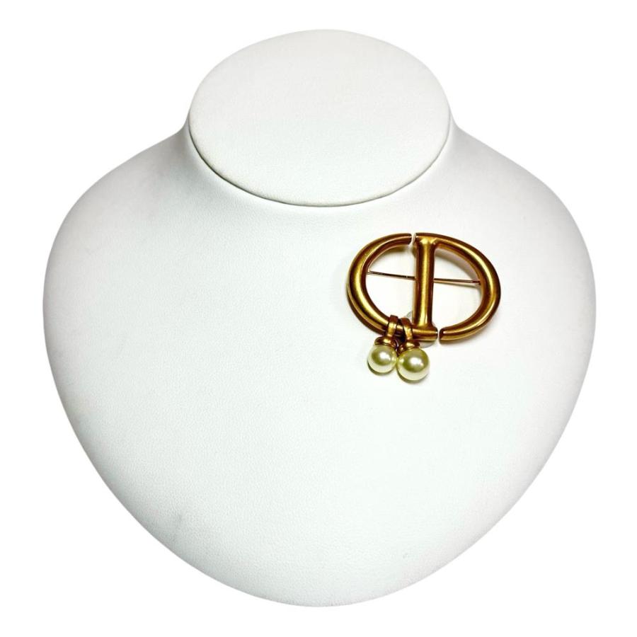 美品✨】クリスチャンディオール ピンブローチ パール CDロゴ ゴールド