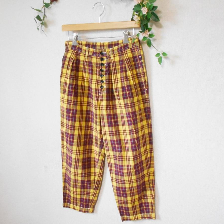 COMME des GARÇONS 黒とオレンジの花柄 ガウチョパンツ