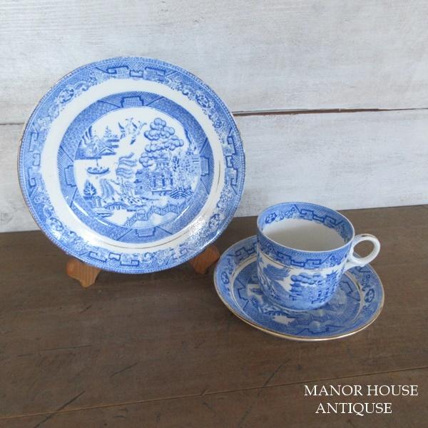 イギリス ブルーウィロー ブルーアンドホワイト カップアンドソーサー