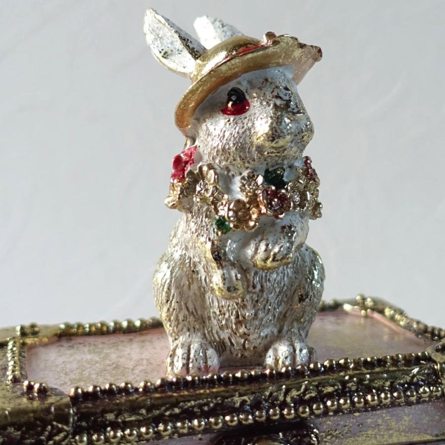 アンティーク ラビット ボックス 小物入れ ピンク ゴールド 金