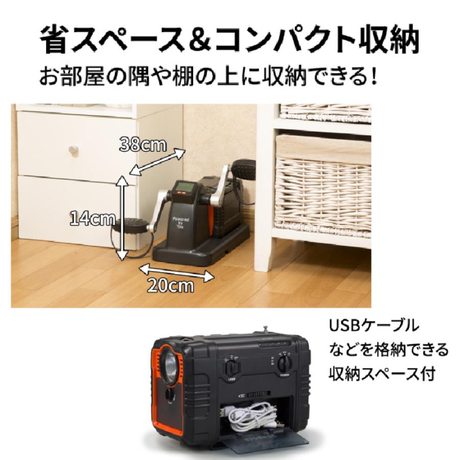 漕いで発電 まわしてチャージ充電丸 LEDライト ペダル運動 ポータブル