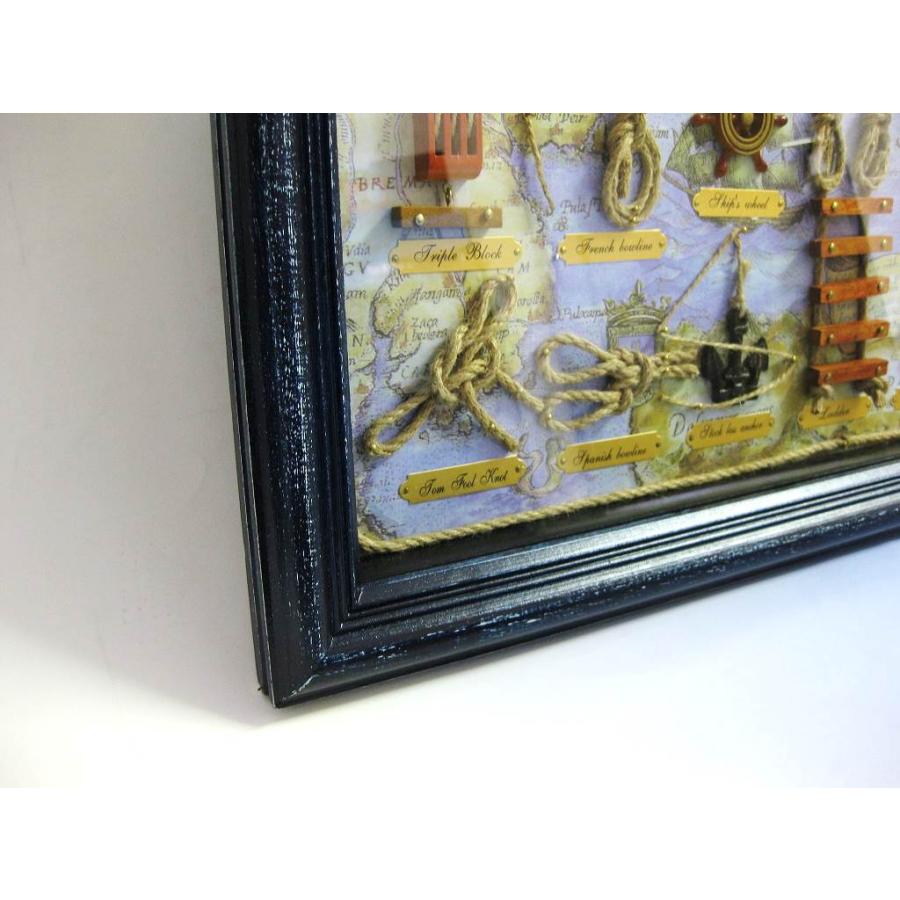 ロープノット額 海図（ブルー） プレゼント 父の日 マリンテイスト