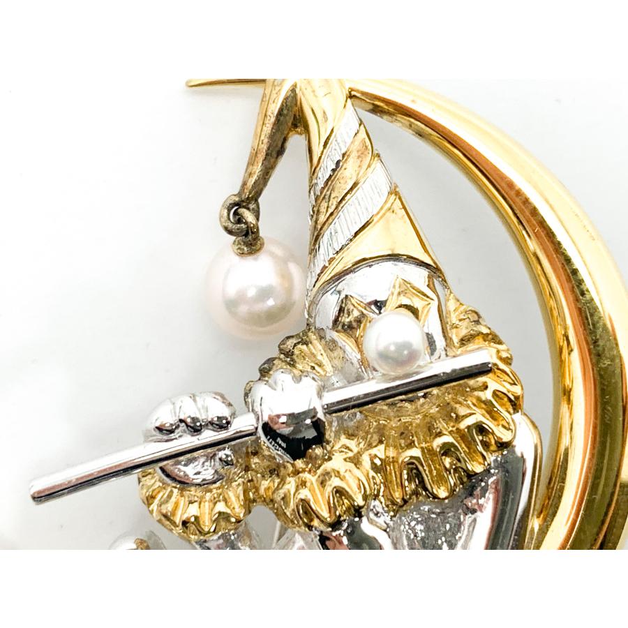 MIKIMOTO ミキモト ブローチ ピエロ パール 三日月 シルバー ゴールド