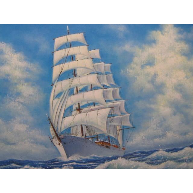 水彩画 風景 帆船37✖️25フレーム無 水彩画 風景 帆船37✖️25フレーム無