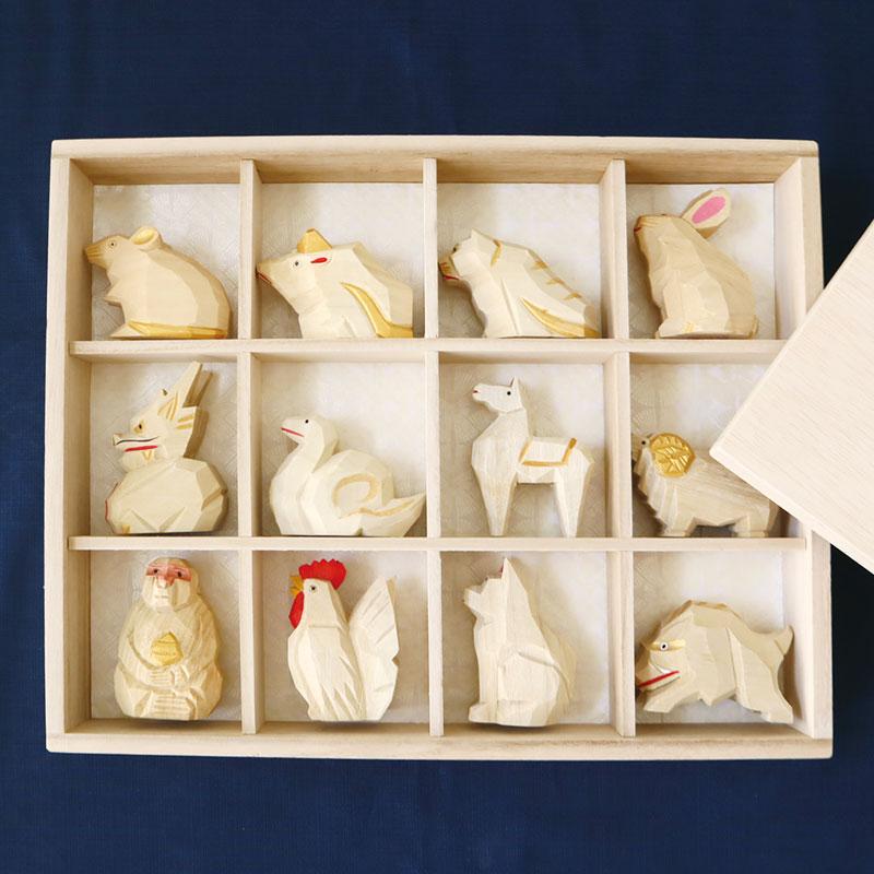 十二支木製一刀彫セット (手彫り)