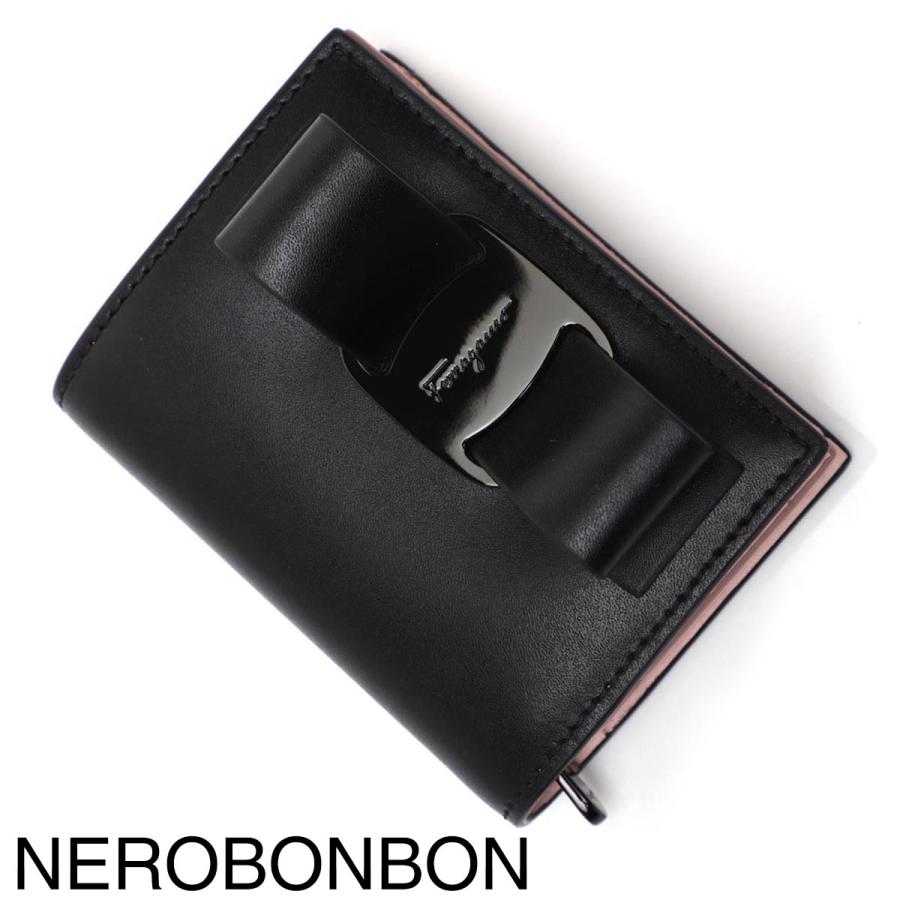 Salvatore Ferragamo / 2つ折り財布/レザー/BLK/無地/レディース