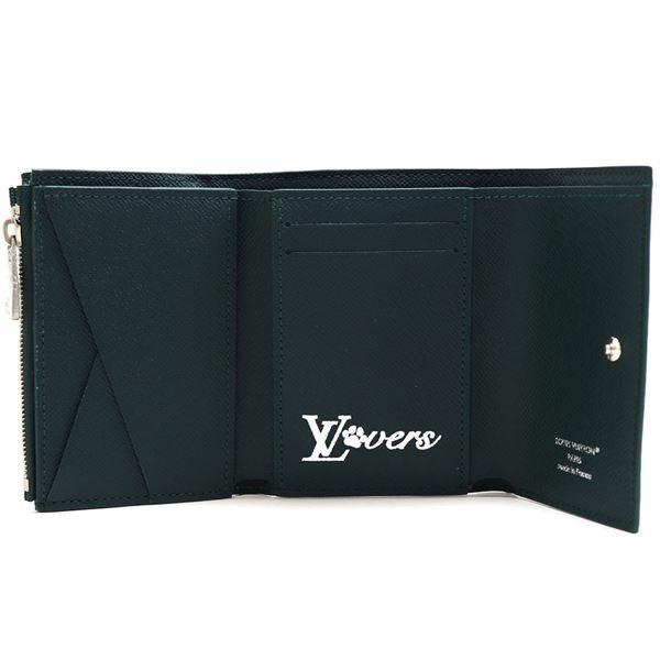 Louis Vuittonブラックレザー 三つ折り財布 注文 ルイヴィトン 財布