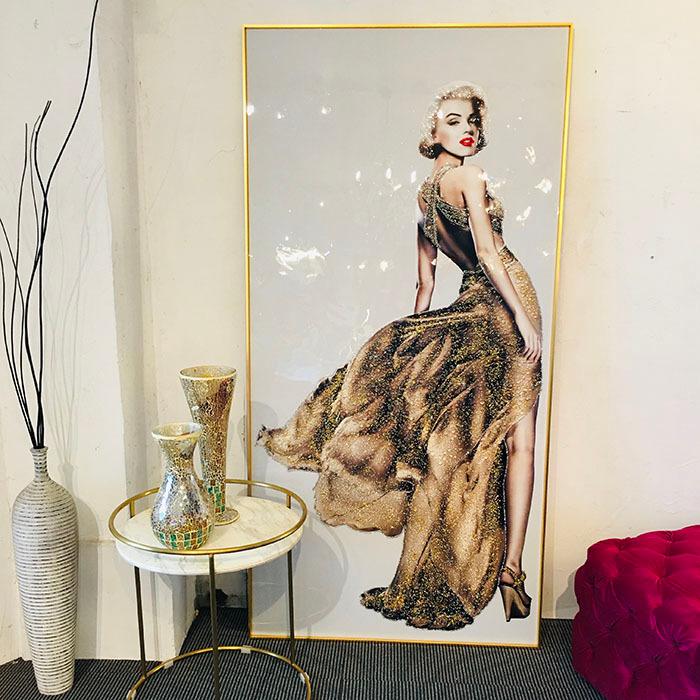 水晶絵 アートパネル マリリンモンロー 額絵 額縁 絵画 アート