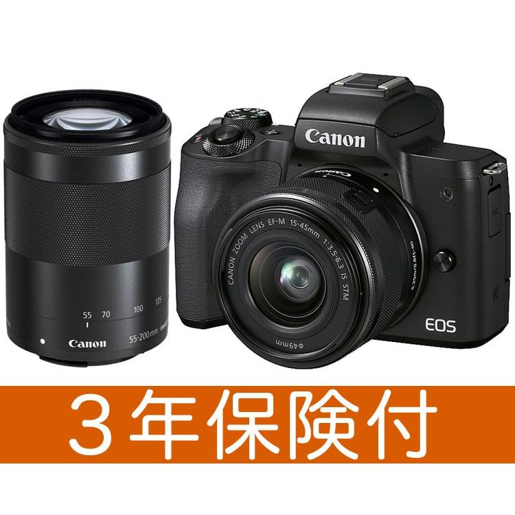 キヤノン EOS Kiss M・ダブルズームキット ブラック KissM Black標準+