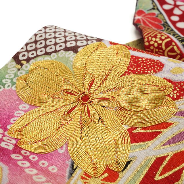 振袖 着物 金駒刺繍 金彩加工 赤地 花古典 束ね熨斗 豪華 成人式 二十