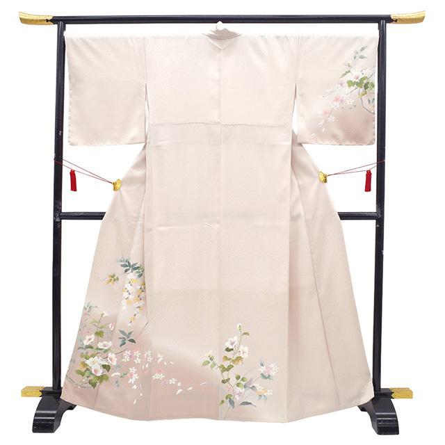 訪問着 着物 未使用 フォーマル 正絹 袷 薄ピンク 草花 美しいデザイン