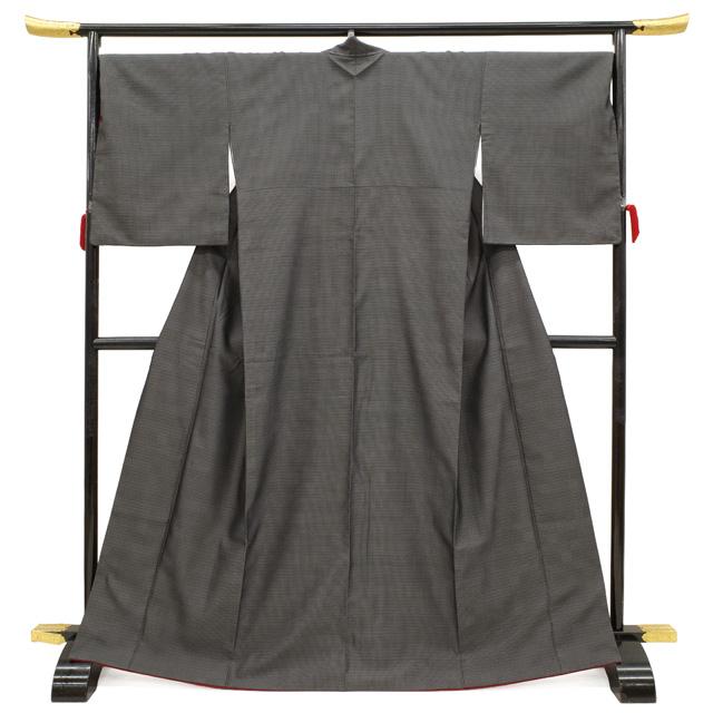 御召 着物 お召 正絹 袷 先染め 黒地 細かな 織り柄 高級 カジュアル