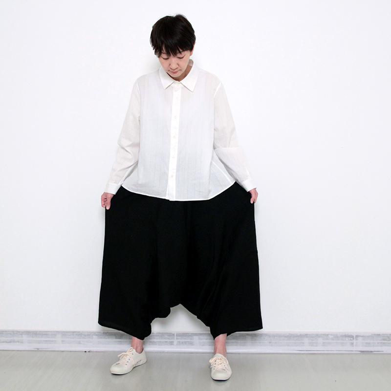 五感 gokan バンブー・リネン サルエルパンツ ブラック 麻(リネン)62