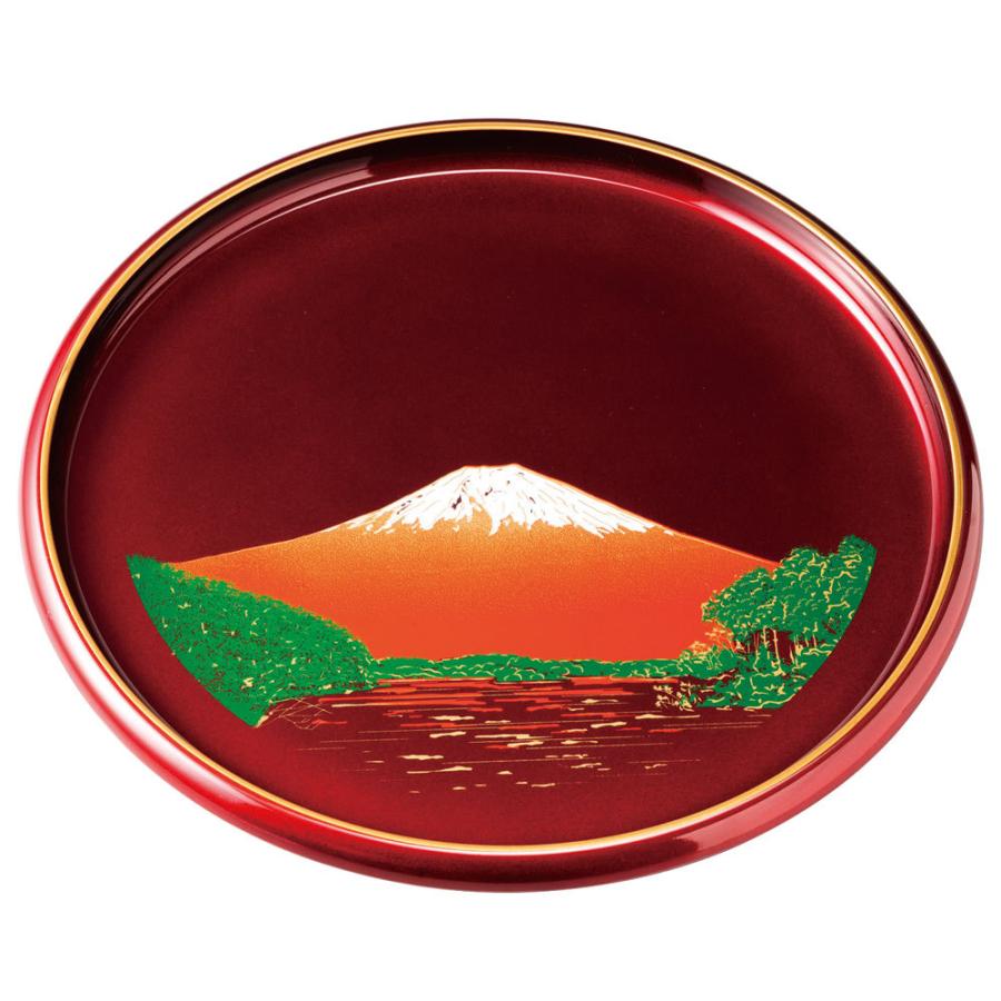 みよし漆器本舗 紀州塗り お盆 トレー 10寸 30cm 丸盆 玉虫塗 金縁付