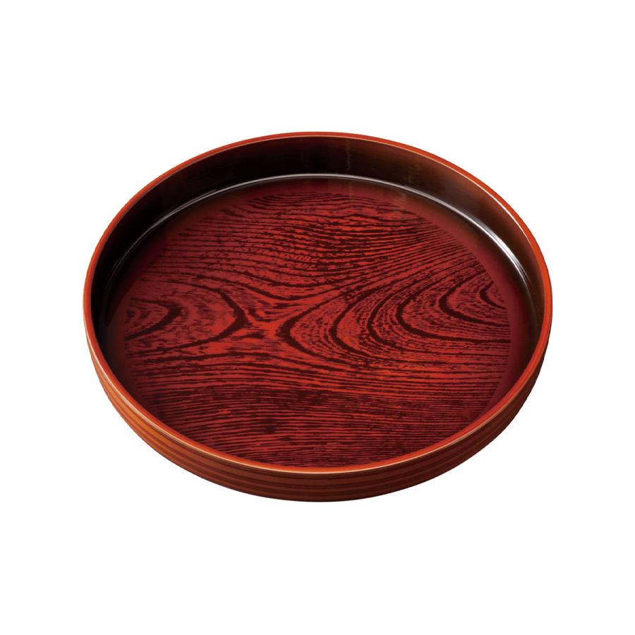 みよし漆器本舗 紀州塗り お盆 トレー 10寸 丸盆 両面ケヤキ杢目 茶盆