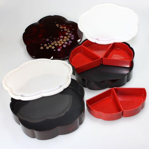 みよし漆器本舗 紀州塗り 7.5寸 桜型 二段オードブル 重箱 別甲 彩桜