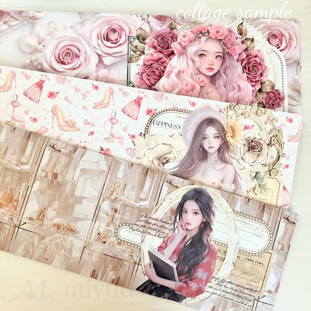 デザインペーパー a4 コラージュシート 女の子 コラージュ素材