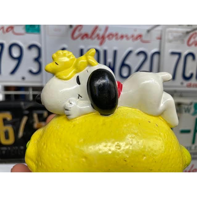 スヌーピー バンク 貯金箱 レモン 陶器 ビンテージ Snoopy Bank Lemon