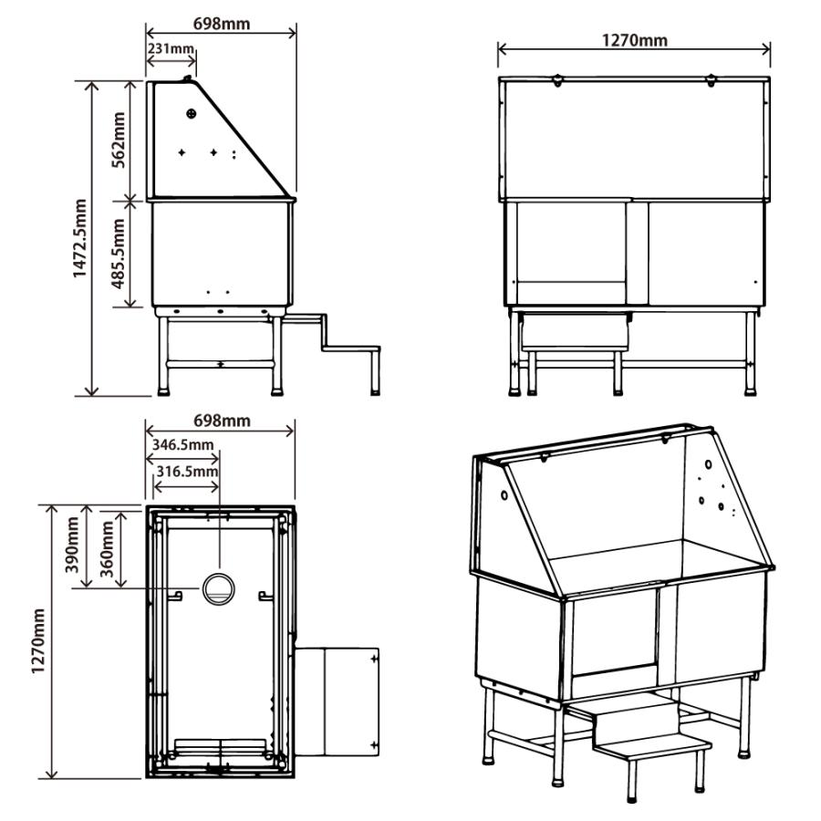 ドッグバス 大型 ステンレス製 ペットバス バスタブ トリミングサロン