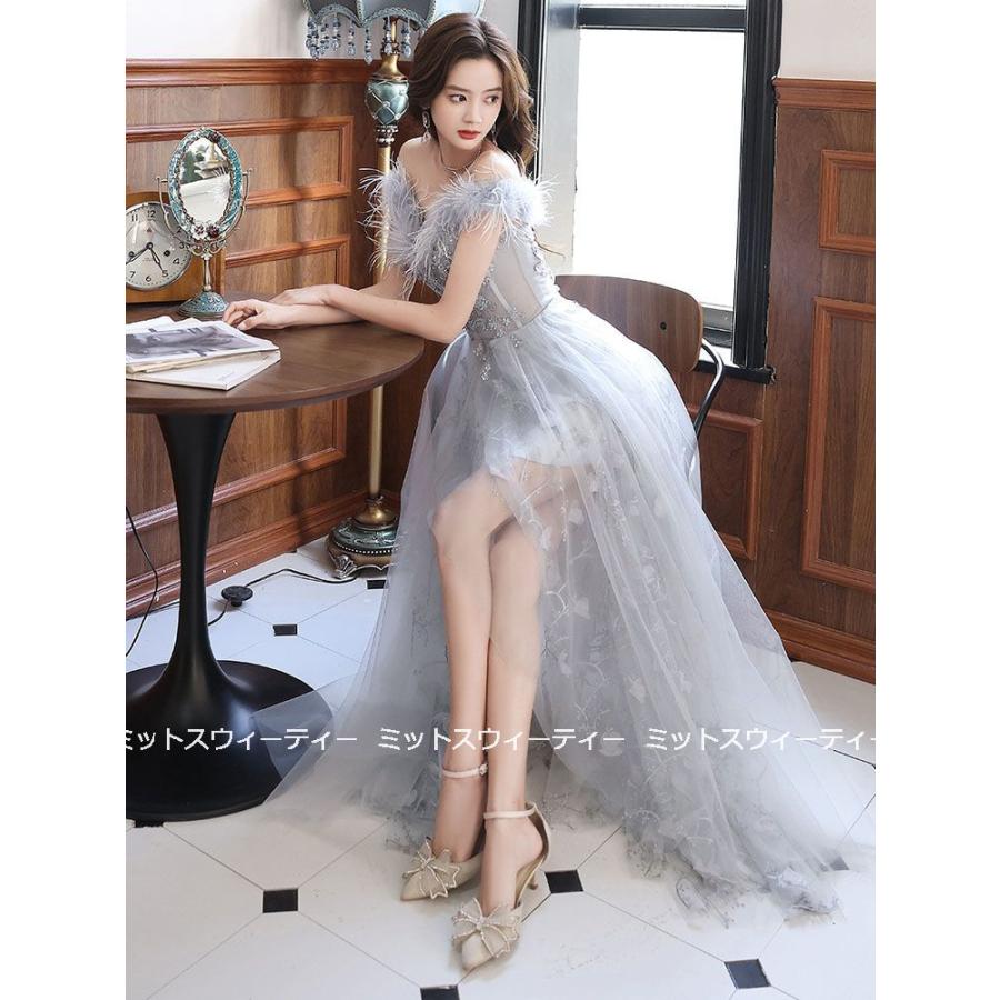 カラードレス ロングドレス 演奏会 発表会 パーティドレス チュール